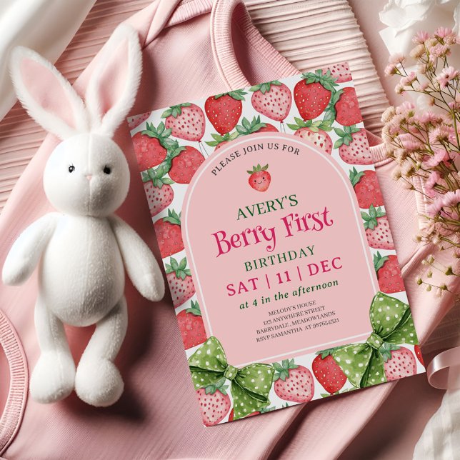 Berry First Birthday Party 1st Birthday  Invitation (Creator Uploaded)
