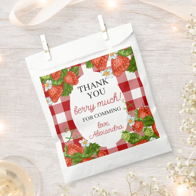 Berry First Birthday Party Favour Bag (Clipped)