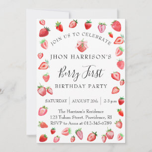Berry First Birthday Party Invitation