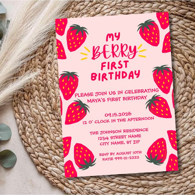 Berry First Birthday Party Invitation (Creator Uploaded)