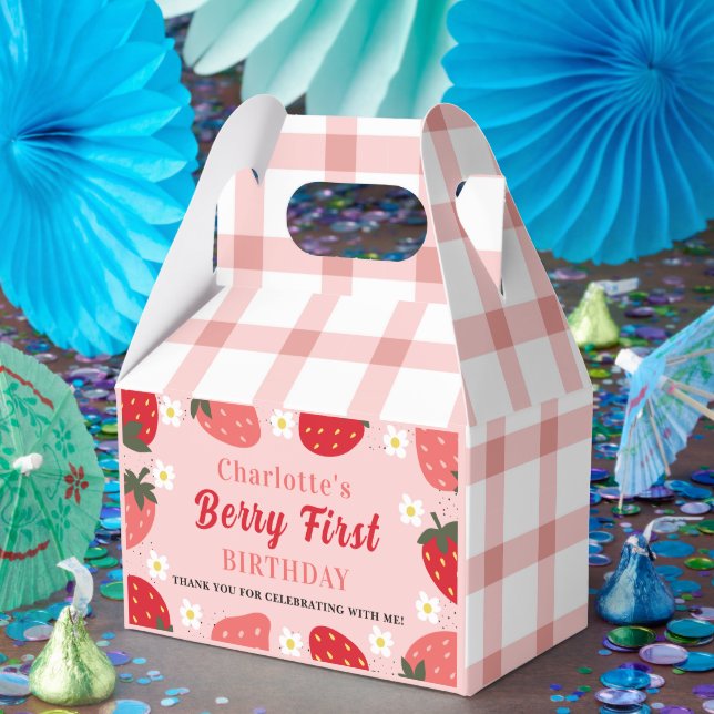 Berry First Birthday Party Invitation Strawberry F Favour Box (Party)