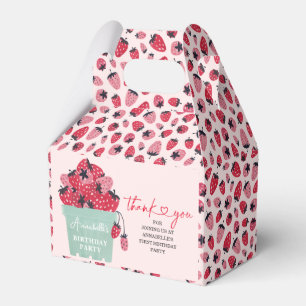 Berry First Birthday Party Invitation Strawberry Favour Box