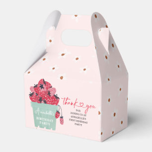 Berry First Birthday Party Invitation Strawberry Favour Box