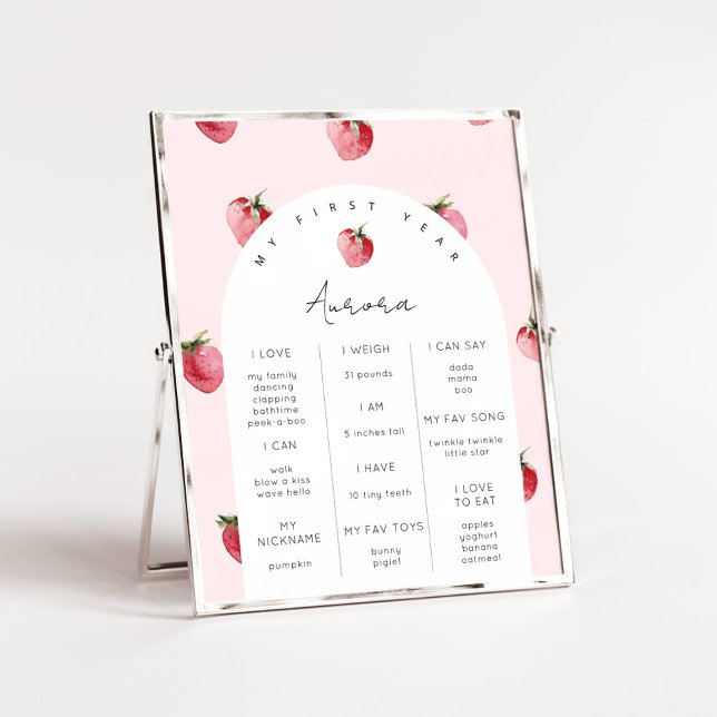 Berry first birthday party milestone poster (Creator Uploaded)