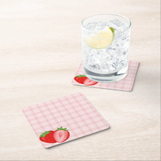 Berry First Birthday Party Square Paper Coaster