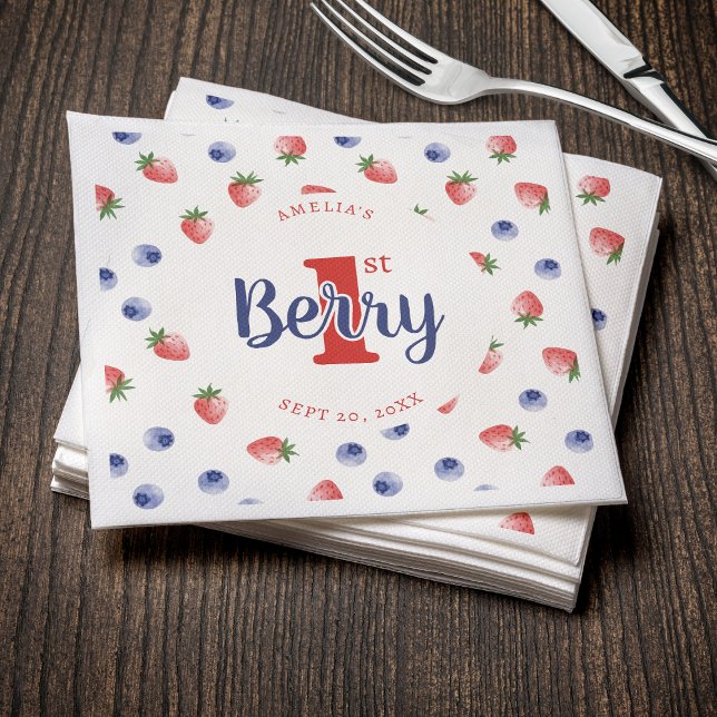 Berry First Birthday Party Strawberry & Blueberry Napkin (Berry First Birthday Party Strawberry & Blueberry Napkins
)