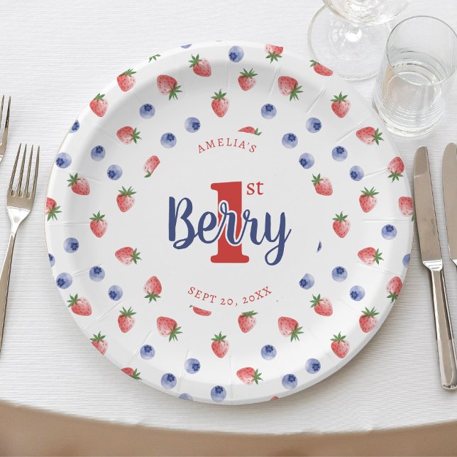 Berry First Birthday Party Strawberry & Blueberry Paper Plate (Berry First Birthday Party Strawberry & Blueberry Paper Plates
)