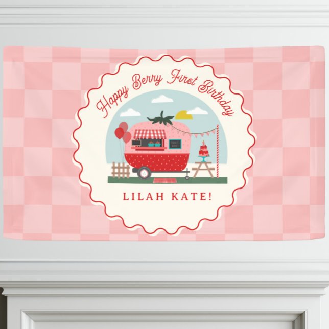 Berry First Birthday Party Strawberry Camper Banner (Creator Uploaded)