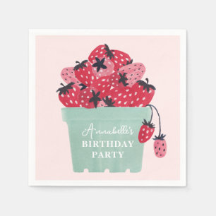 Berry First Birthday Party Strawberry Napkin