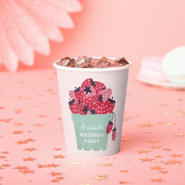 Berry First Birthday Party Strawberry Paper Cups (Insitu)