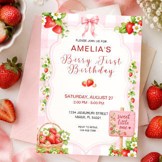 Berry First Birthday Personalised Invitation