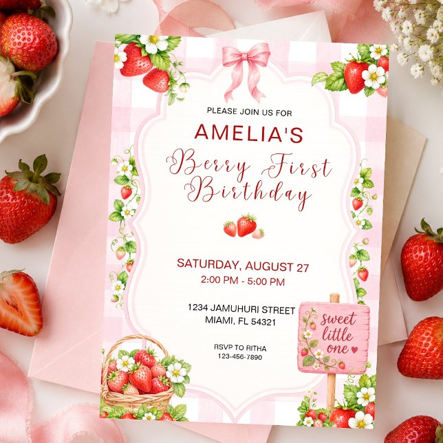 Berry First Birthday Personalised Invitation (Creator Uploaded)