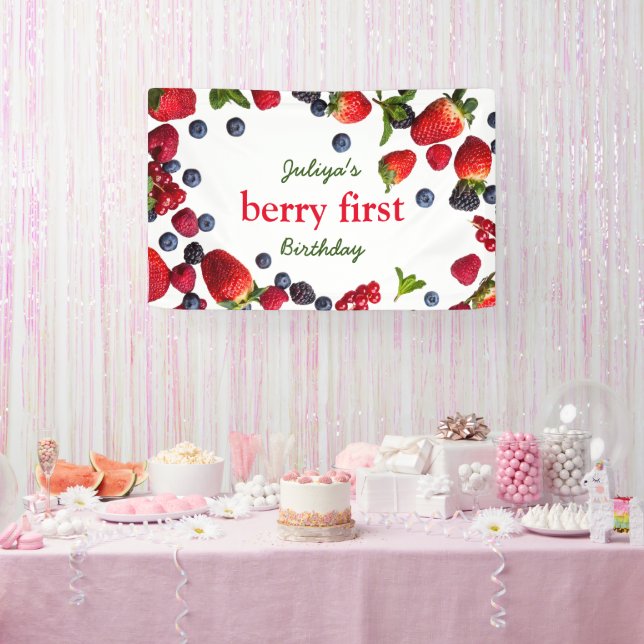  Berry First birthday  Photo  Banner (Party)