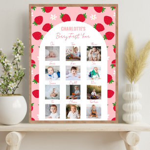 Berry First Birthday Photo Milestone Sweet One Poster