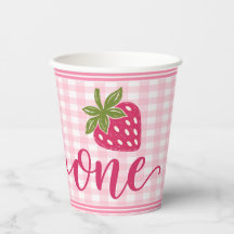 Berry First Birthday Pink Gingham Strawberry