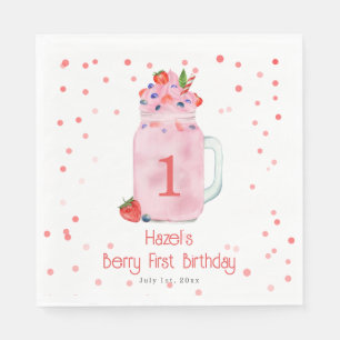 Berry First Birthday Smoothie Napkin