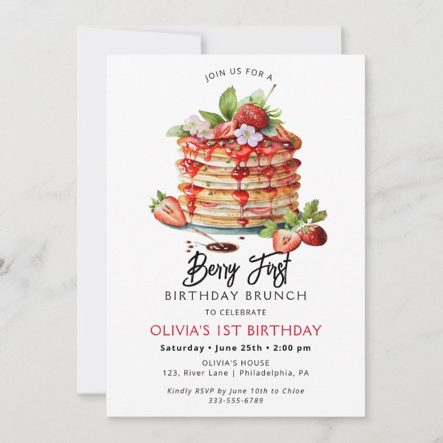 Berry First Birthday Spring Summer Invitation (Front)