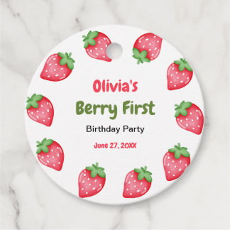 Berry First Birthday Strawberry 1st Birthday Favour Tags