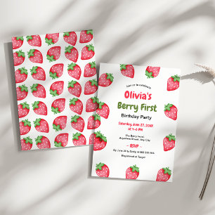 Berry First Birthday Strawberry 1st Birthday  Invitation