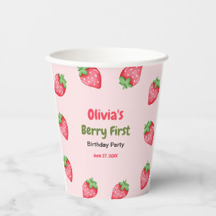 Berry First Birthday Strawberry 1st Birthday Paper Cups