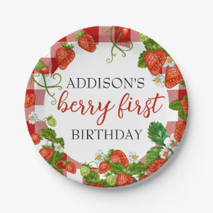 Berry First Birthday Strawberry 1st Birthday Paper Plate