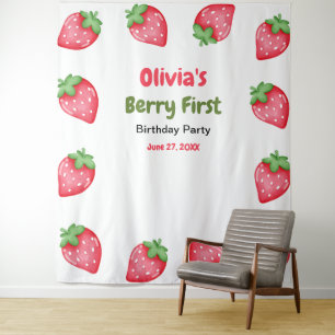 Berry First Birthday Strawberry 1st Birthday Tapestry