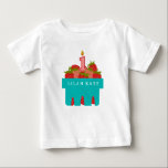 Berry First Birthday Strawberry Basket Baby T-Shirt<br><div class="desc">"Berry First Birthday" strawberry themed first birthday party theme featuring illustration of a basket of strawberries topped with "1" candle.  Border is red gingham.</div>