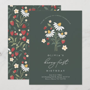 Berry First Birthday Strawberry Invitation