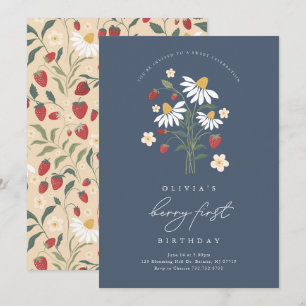 Berry First Birthday Strawberry Invitation