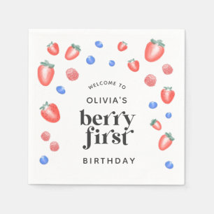 Berry First Birthday Strawberry Napkin