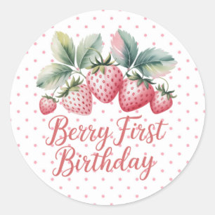 Berry First Birthday Strawberry One Sweet Berry  Classic Round Sticker