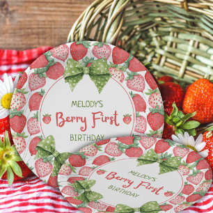 Berry First Birthday Strawberry Party Paper Plate