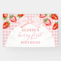 Berry First Birthday Strawberry Party Sign