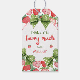 Berry First Birthday Strawberry Thank You Gift Tags