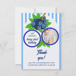 Berry First Birthday Summer Blue Blueberry Thank You Card