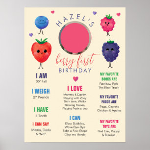Berry First Birthday Sweet Watercolor  Poster