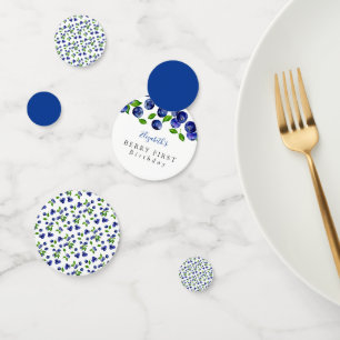 Berry First Birthday Watercolor Blueberry Cute Confetti