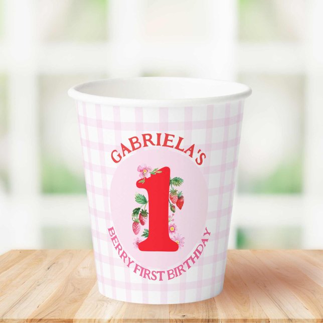Berry First Birthday Watercolor Strawberries Paper Cups (Berry First Birthday Watercolor Strawberries Paper Cups)