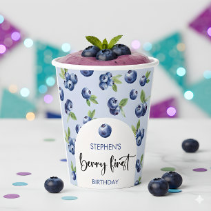 Berry first blueberries kids birthday paper cups