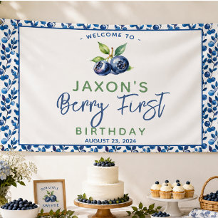 Berry First Blueberry 1st Birthday Party Banner