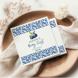 Berry First Blueberry 1st Birthday Party Napkin