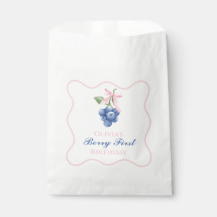 Berry First blueberry birthday Pink Bow Coquette Favour Bag