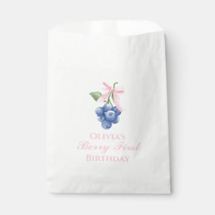Berry First blueberry Coquette birthday Pink Bow Favour Bag