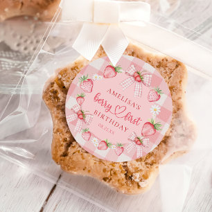 Berry First Cute 1st Birthday Strawberry Classic Round Sticker
