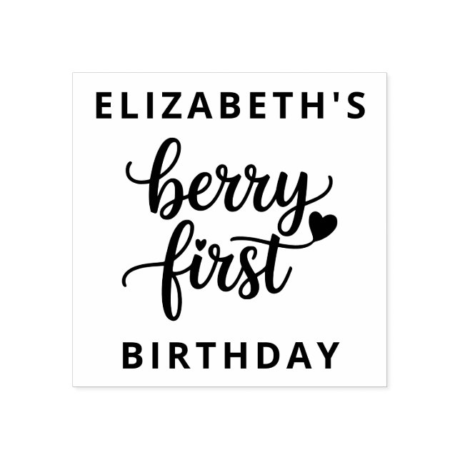 Berry First Cute 1st Birthday Strawberry Girl's Rubber Stamp (Imprint)