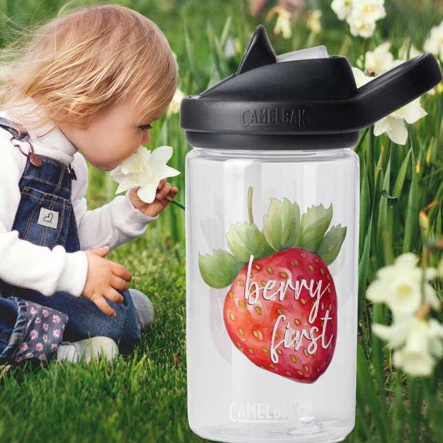 Berry First Cute Strawberry 1st Birthday Party Water Bottle (Creator Uploaded)
