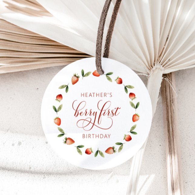 Berry First Favour Tags (Berry First Birthday Strawberry Favor Tags by Painted Paperie
)