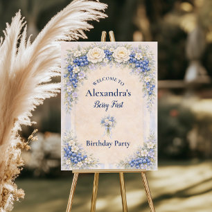 Berry First Garden Floral 1st Birthday Invitation