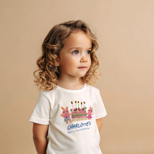 Berry First Happy Birthday Bunnies and Cake Blue Baby T-Shirt