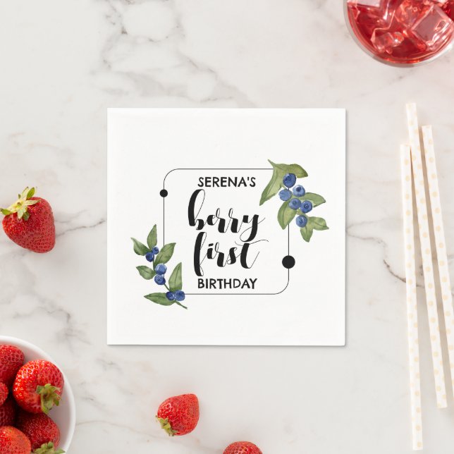 Berry First Kids Birthday | Blueberry | Minimal Napkin (Insitu)